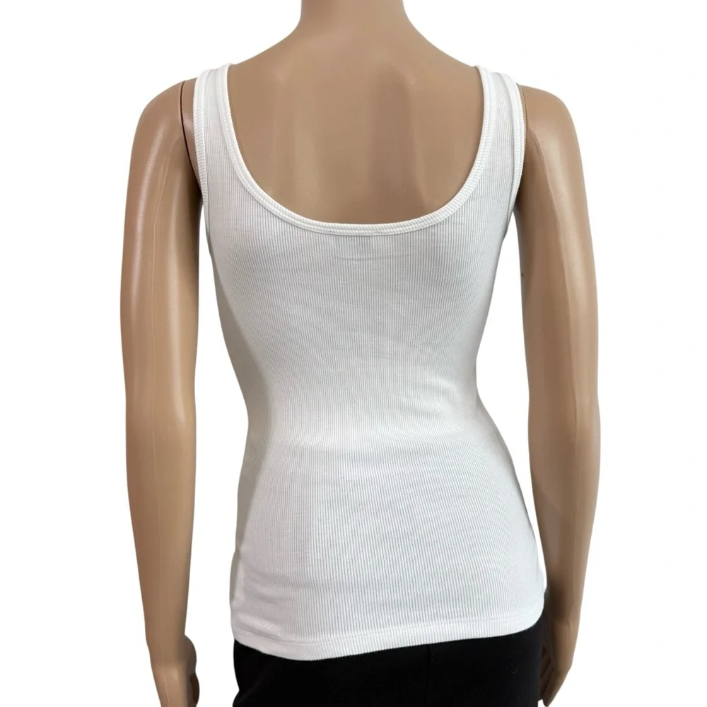 Bebe Logo Rodeo Drive White Tank Top Size M - Picture 3 of 14